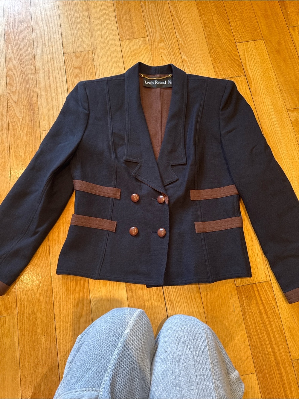 vintage Louis feraud navy and brown blazer - Picture 8 of 8